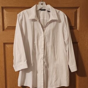 Eddie Bauer Wrinkle Resistant White and Purple Striped Shirt